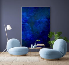 Beyond the sea no. 1424 blue abstract, Painting, Acrylic on Canvas
