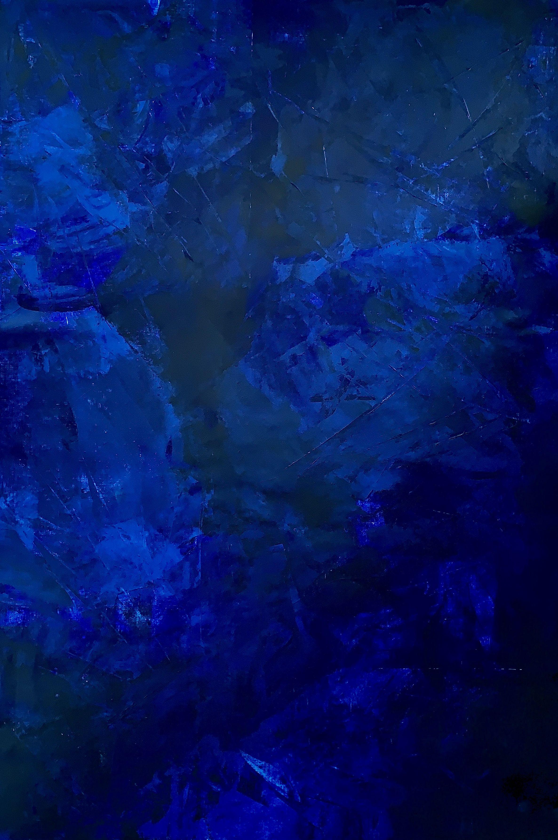 Au-delà de la mer no. 1424 bleu abstrait, Peinture, Acrylique sur toile