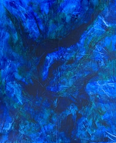 Beyond the sea no. 1924 large blue abstract, Painting, Acrylic on Canvas