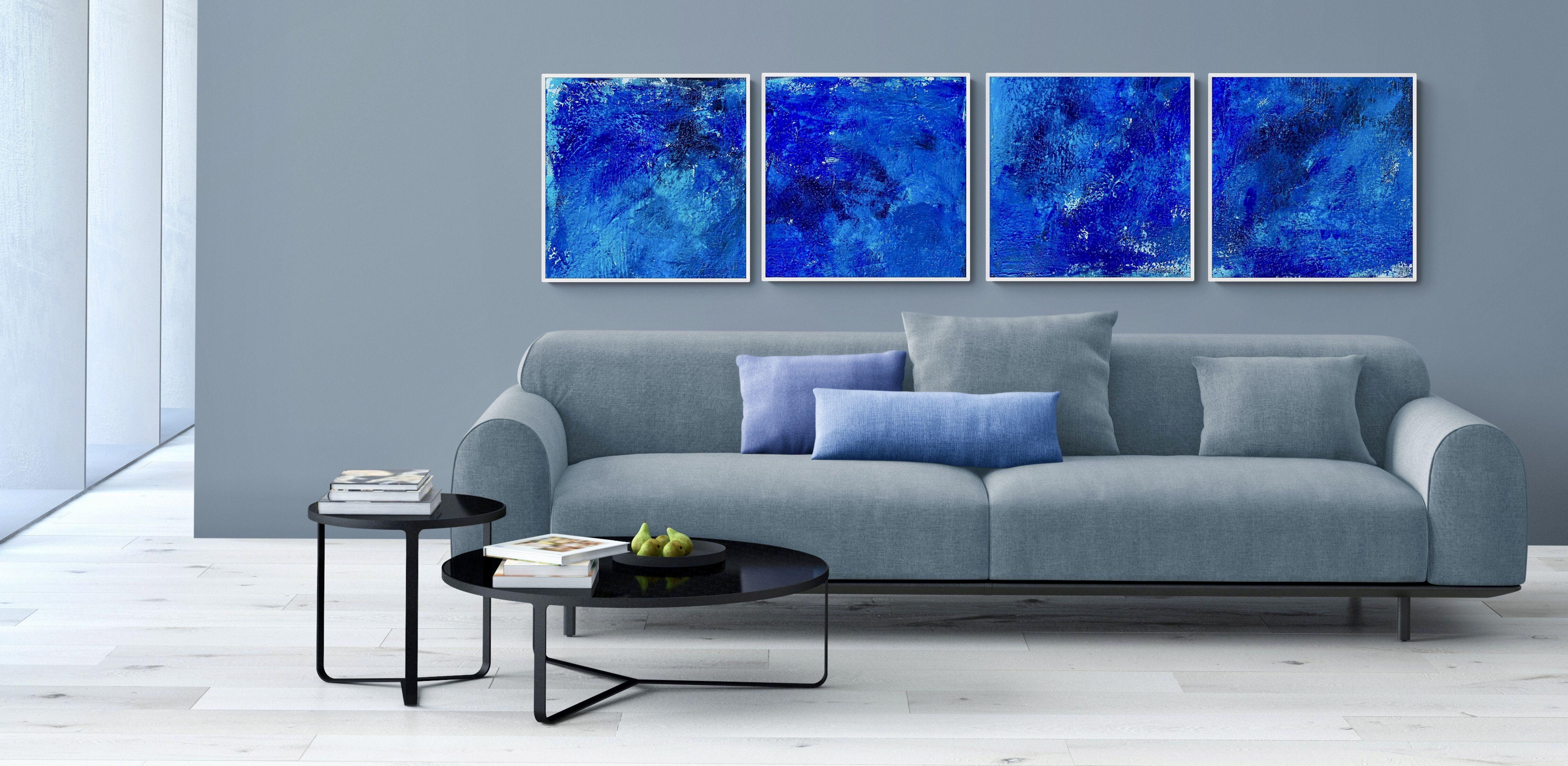Oltre il mare n. 2224 grande astratto blu - set, Pittura, Acrilico su tela in vendita 1