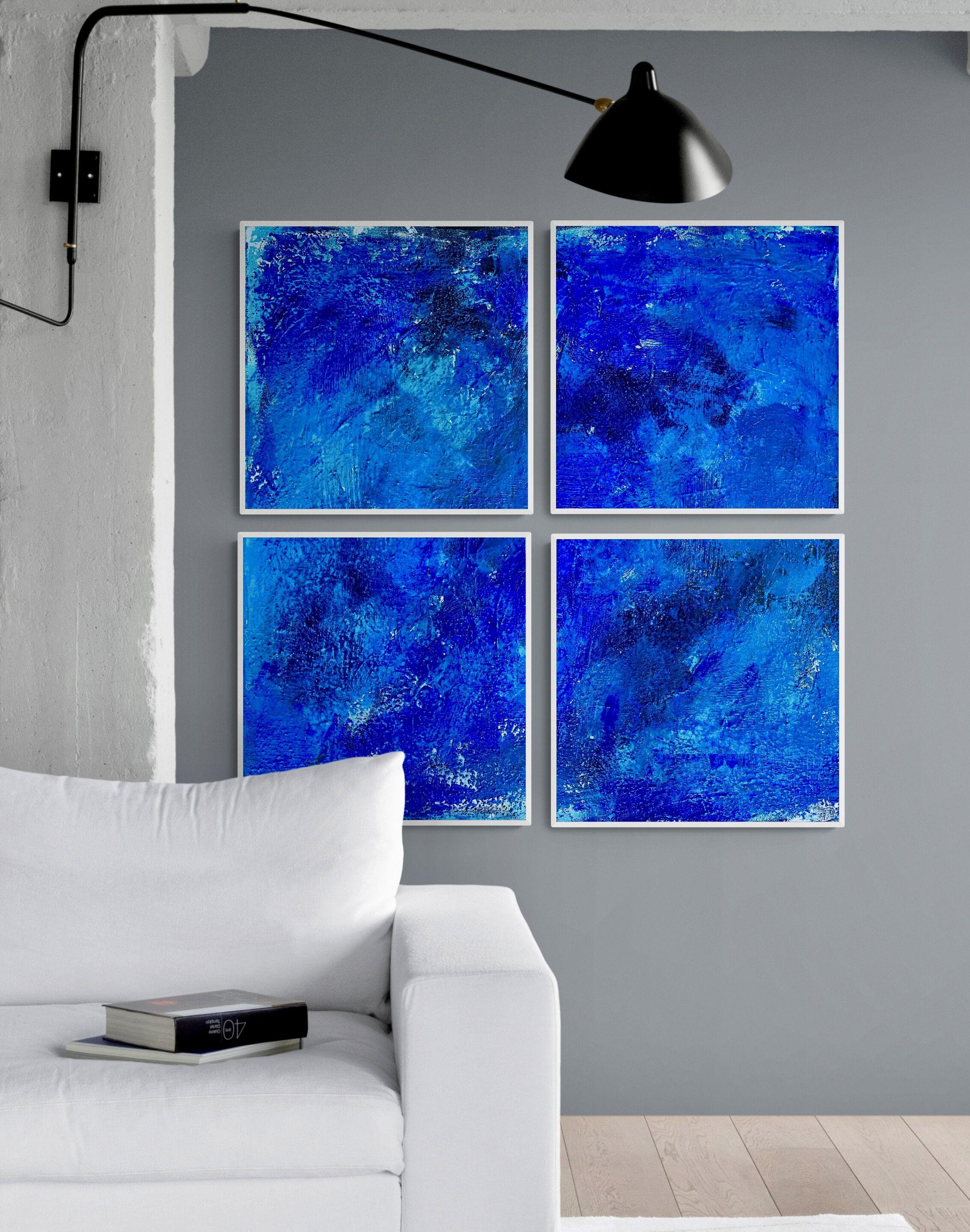 Oltre il mare n. 2224 grande astratto blu - set, Pittura, Acrilico su tela in vendita 2