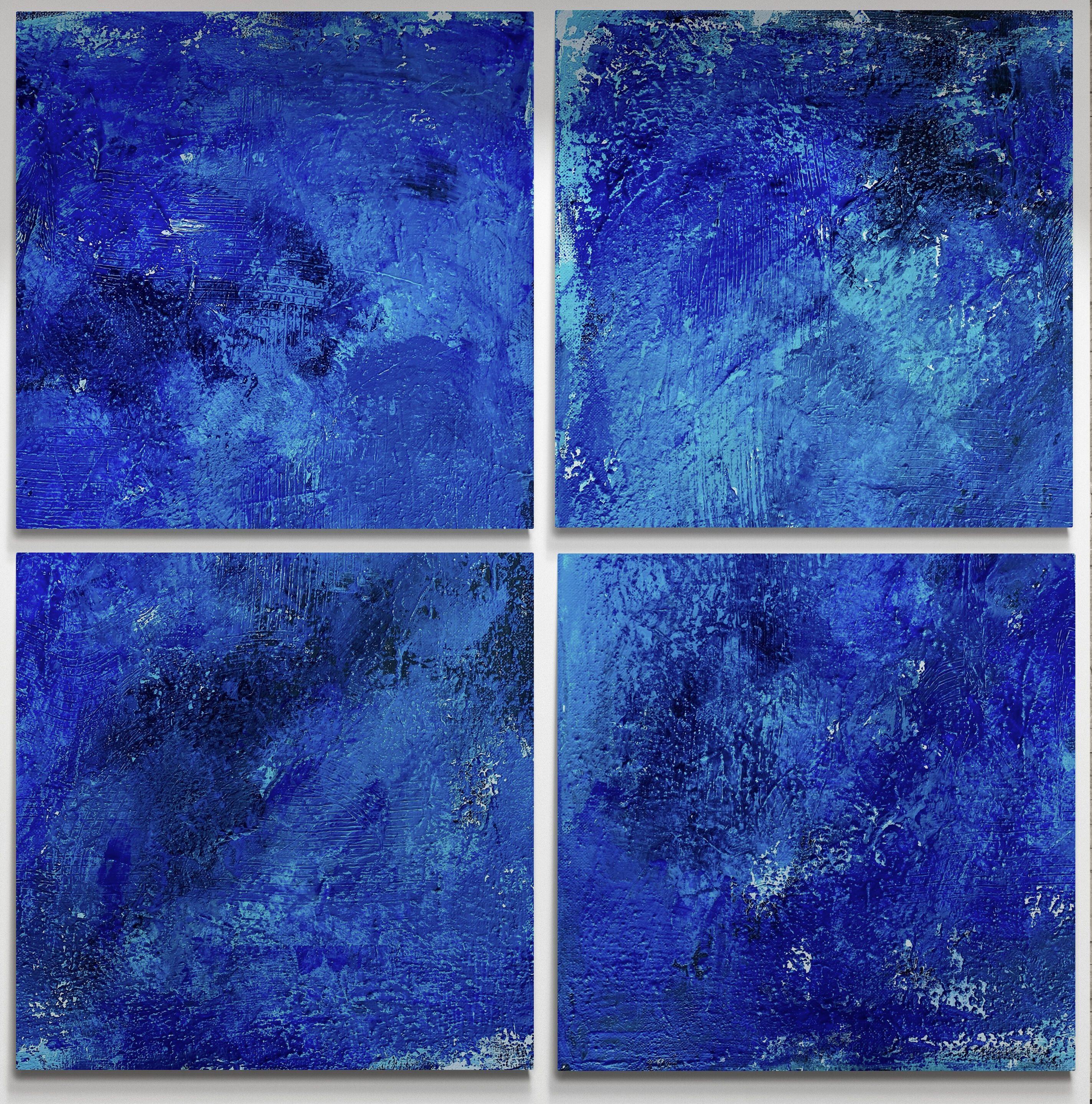 Oltre il mare n. 2224 grande astratto blu - set, Pittura, Acrilico su tela - Painting di Anita Kaufmann
