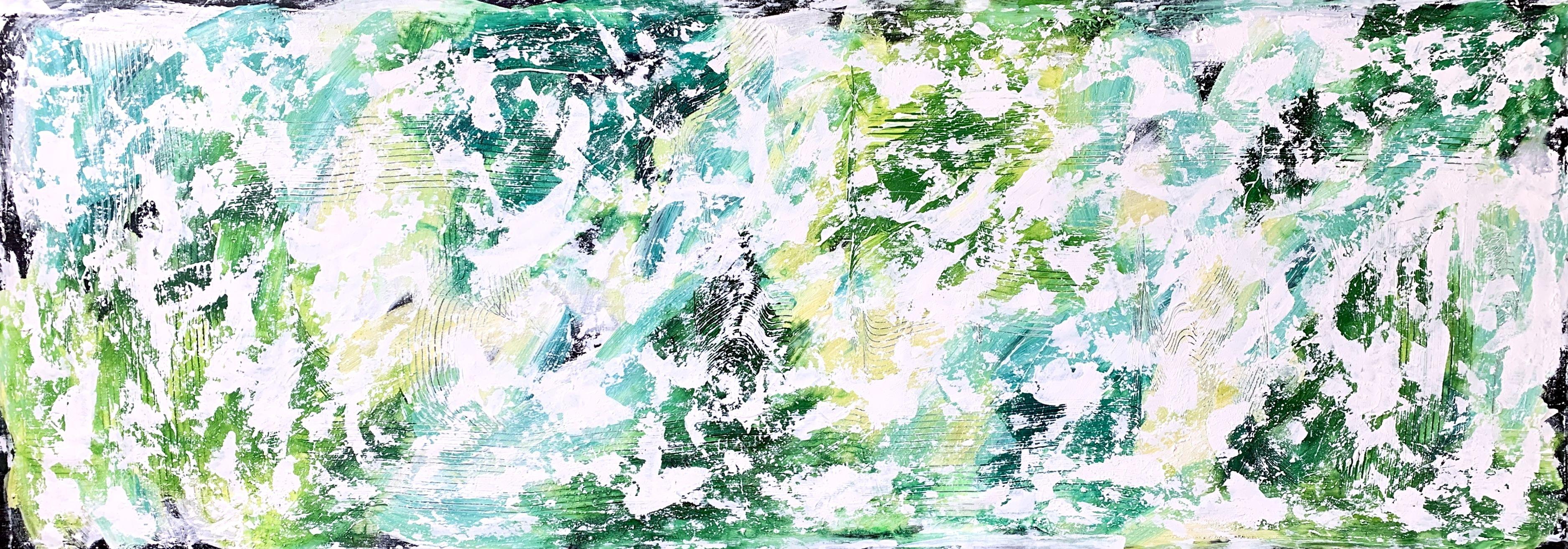Beyond the sea No. 6422 large green abstract, Painting, Acrylic on Canvas