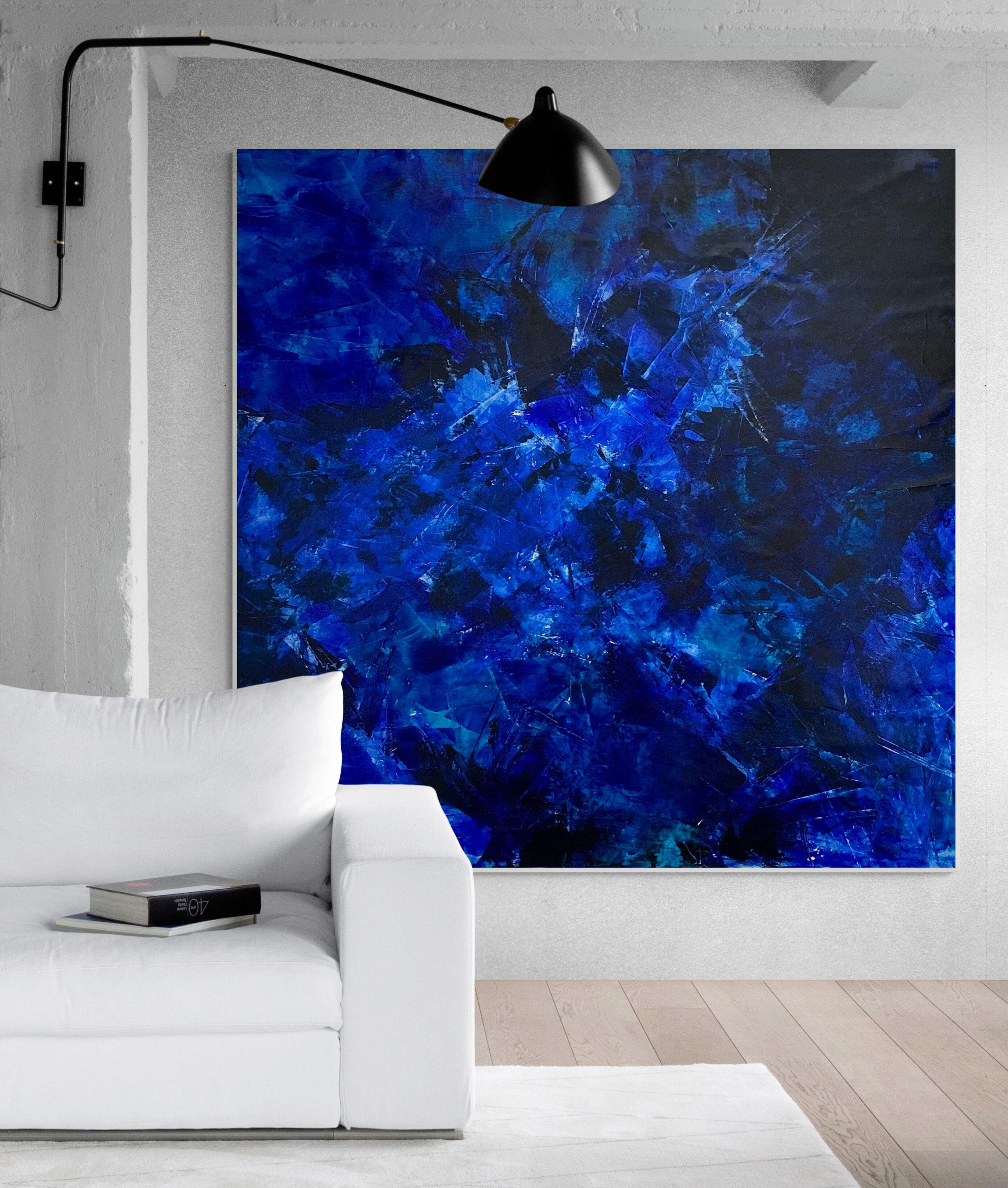 Beyond the sea no. 724 large blue abstract, Painting, Acrylic on Canvas For Sale 4