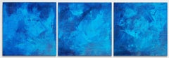Blue abstract Beyond the sea no. 2922 - set of 3, Painting, Acrylic on Canvas