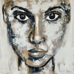 Portrait no. 1621 black and white, Painting, Acrylic on Canvas