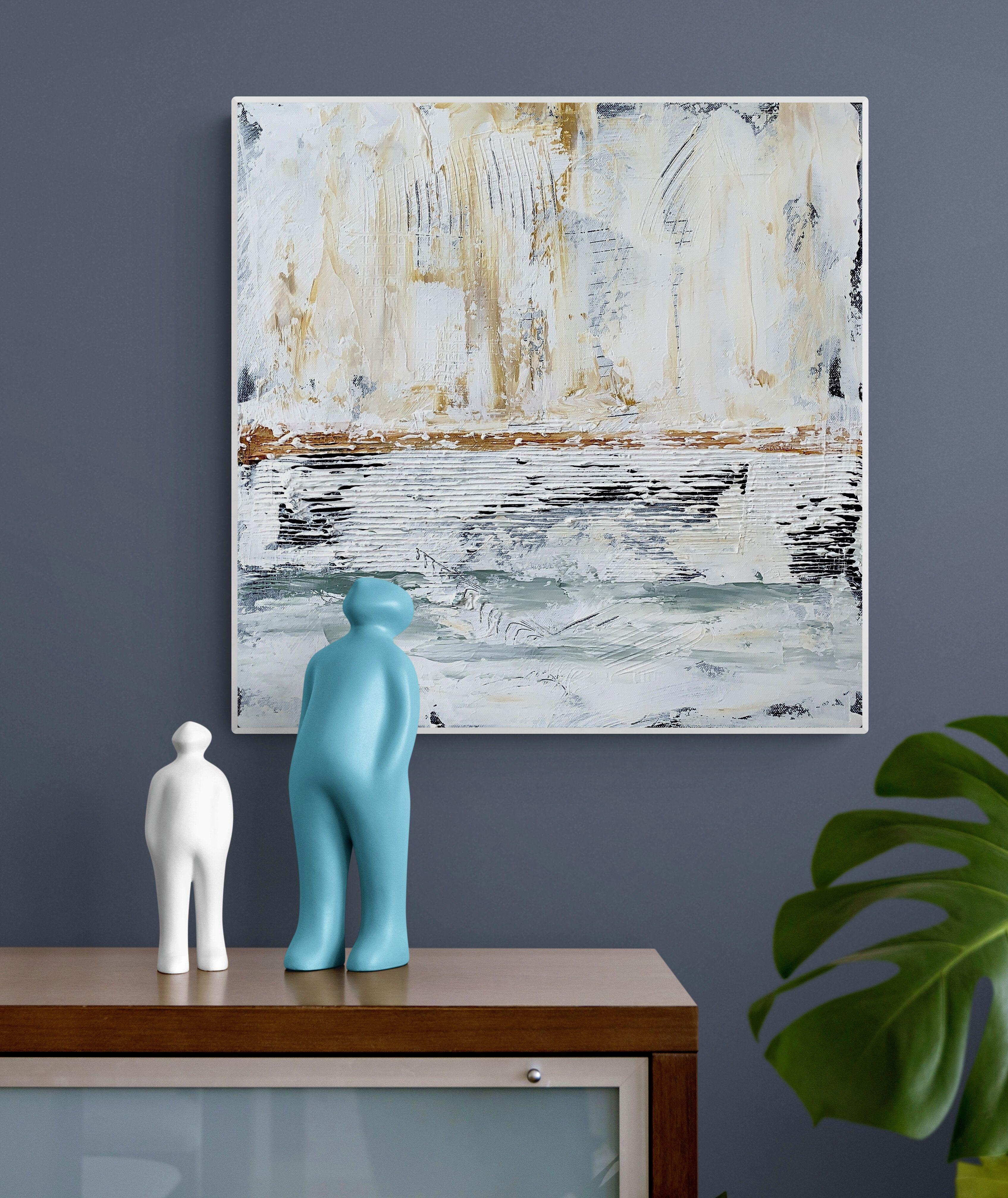 Terra Mystica no. 1359 small neutral abstract, Painting, Acrylic on Canvas For Sale 4