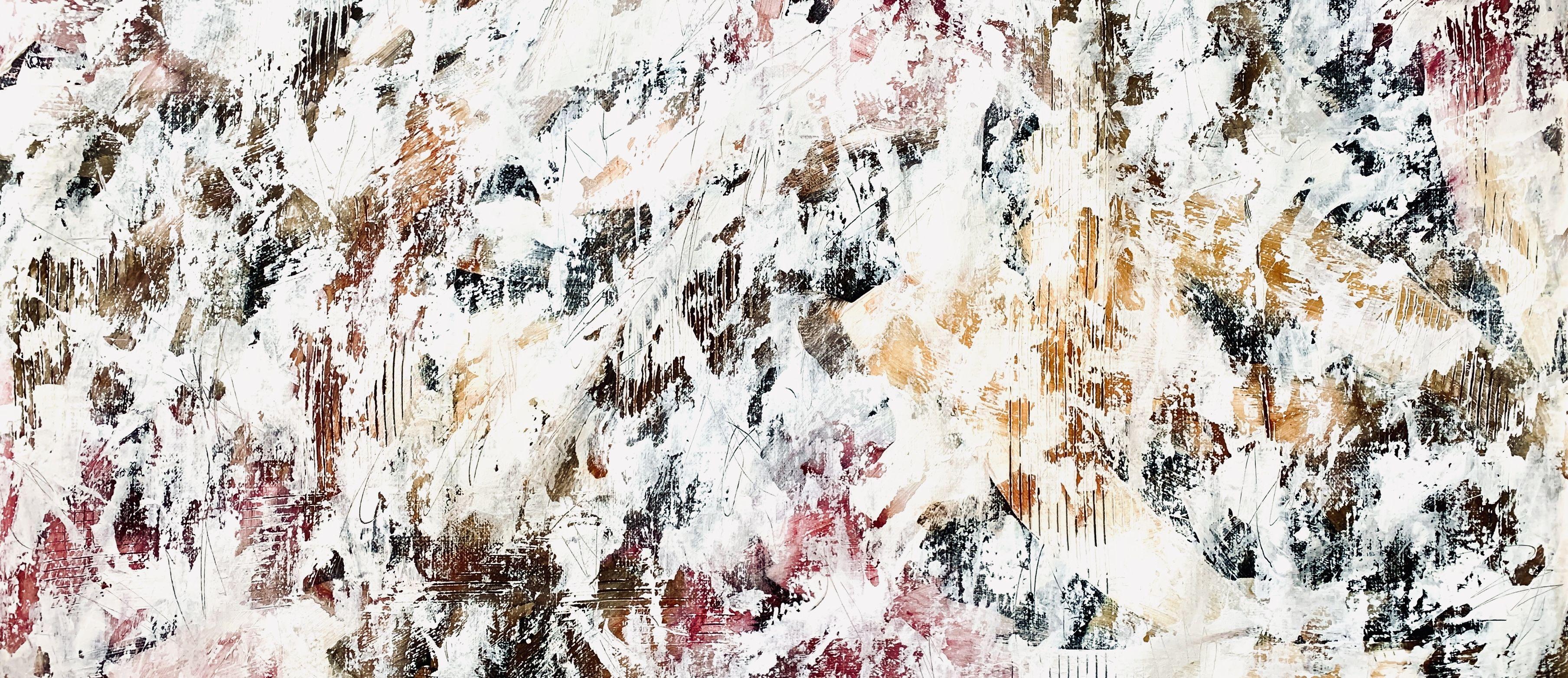 Terra Mystica Nr. 1623 Beige abstrakt, Gemälde, Acryl auf Leinwand