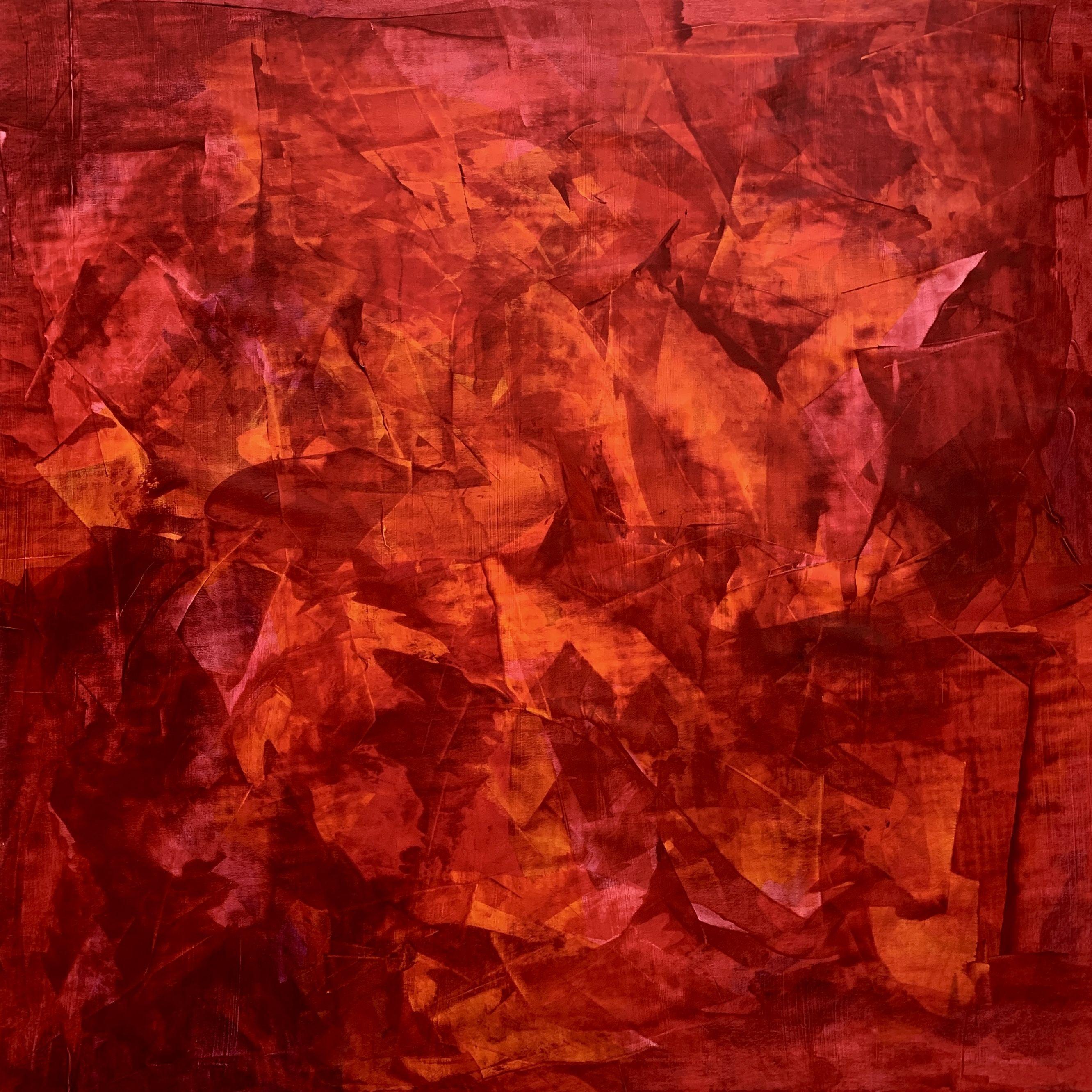 Terra Mystica no. 925 large red abstract, Painting, Acrylic on Canvas