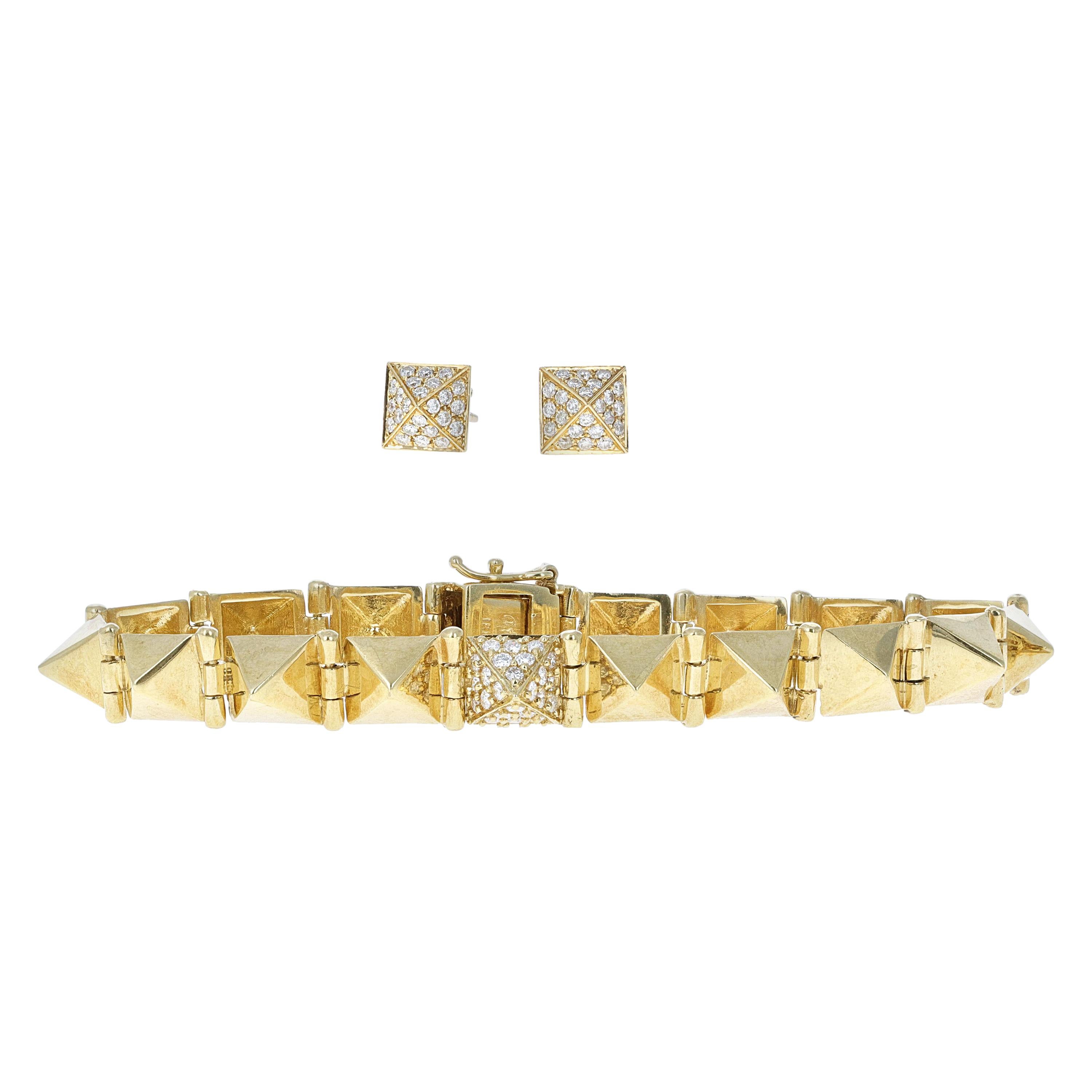 Anita Ko Gold and Diamond Spike Bracelet Set