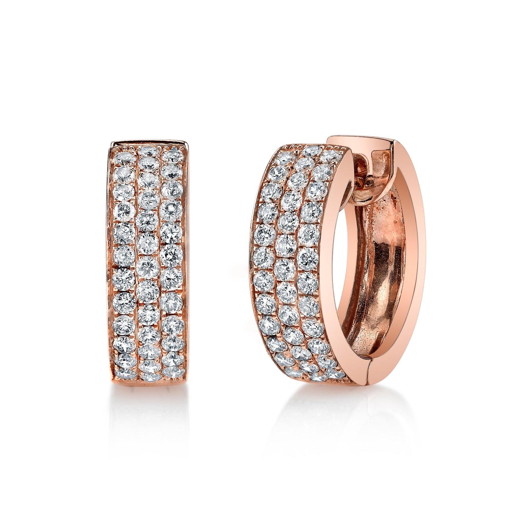Moderne Anita Ko - Boucles d'oreilles cerceaux pavés de diamants en or rose 18K en vente