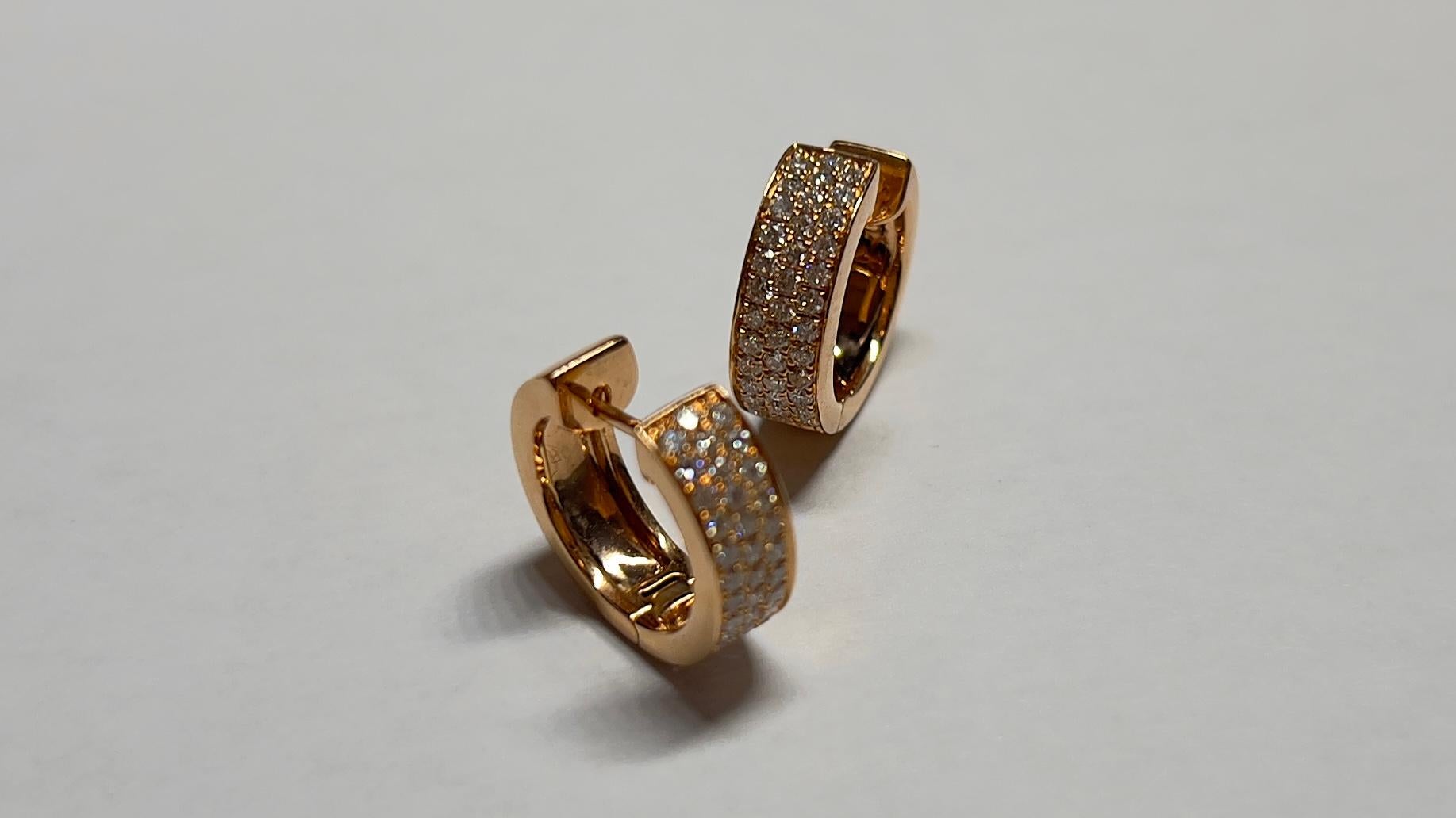Taille brillant Anita Ko - Boucles d'oreilles cerceaux pavés de diamants en or rose 18K en vente