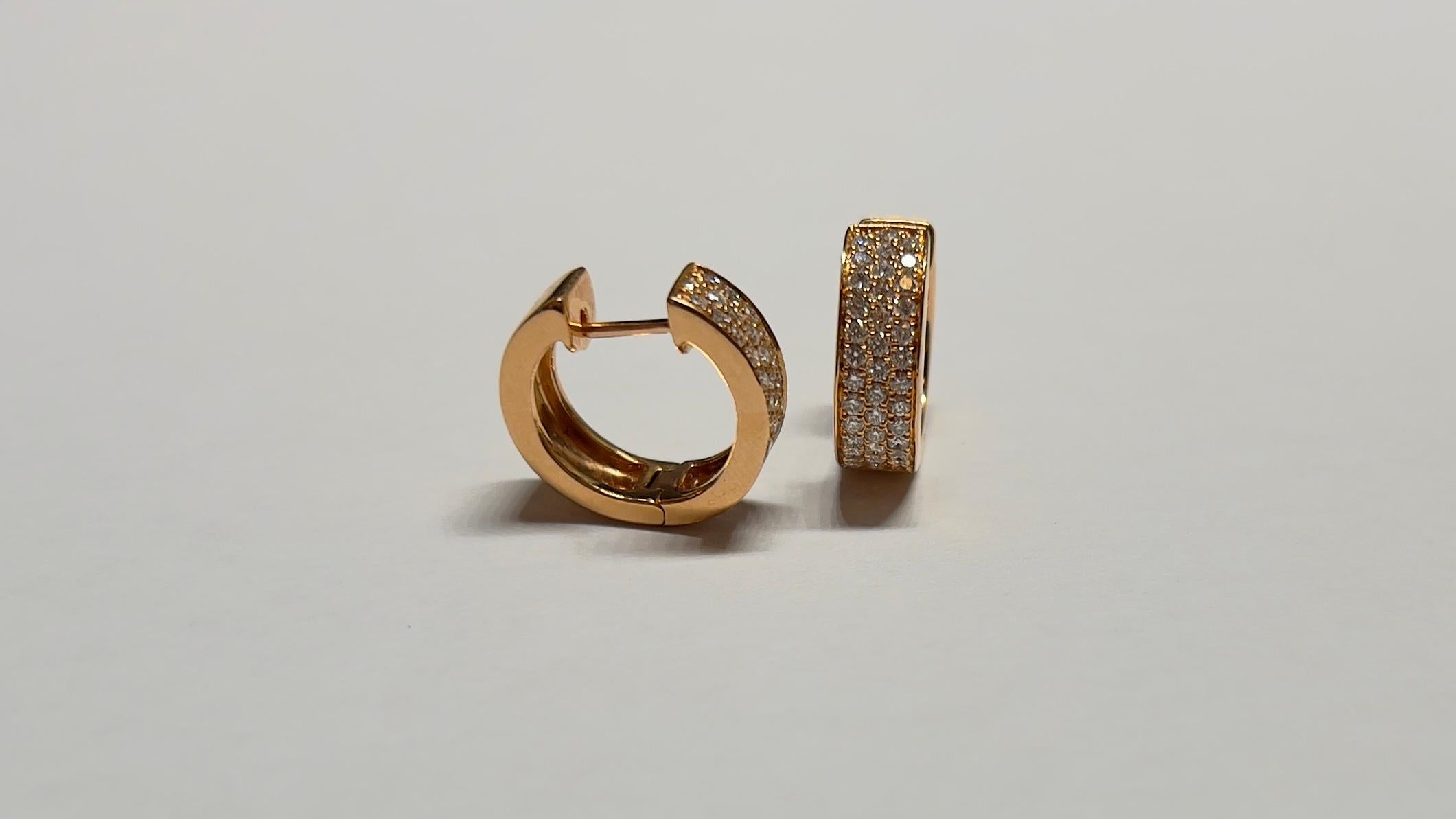 Anita Ko - Boucles d'oreilles cerceaux pavés de diamants en or rose 18K Excellent état - En vente à Carlsbad, CA