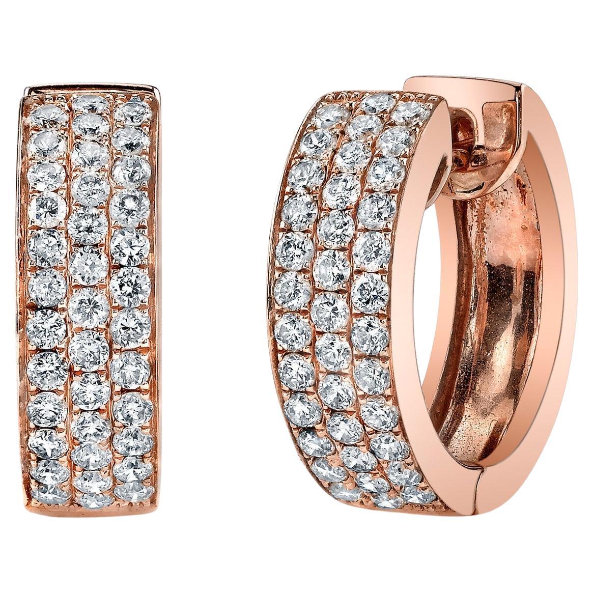 Anita Ko Hoops Pavé-Set Earrings with Diamonds 18k Rose Gold