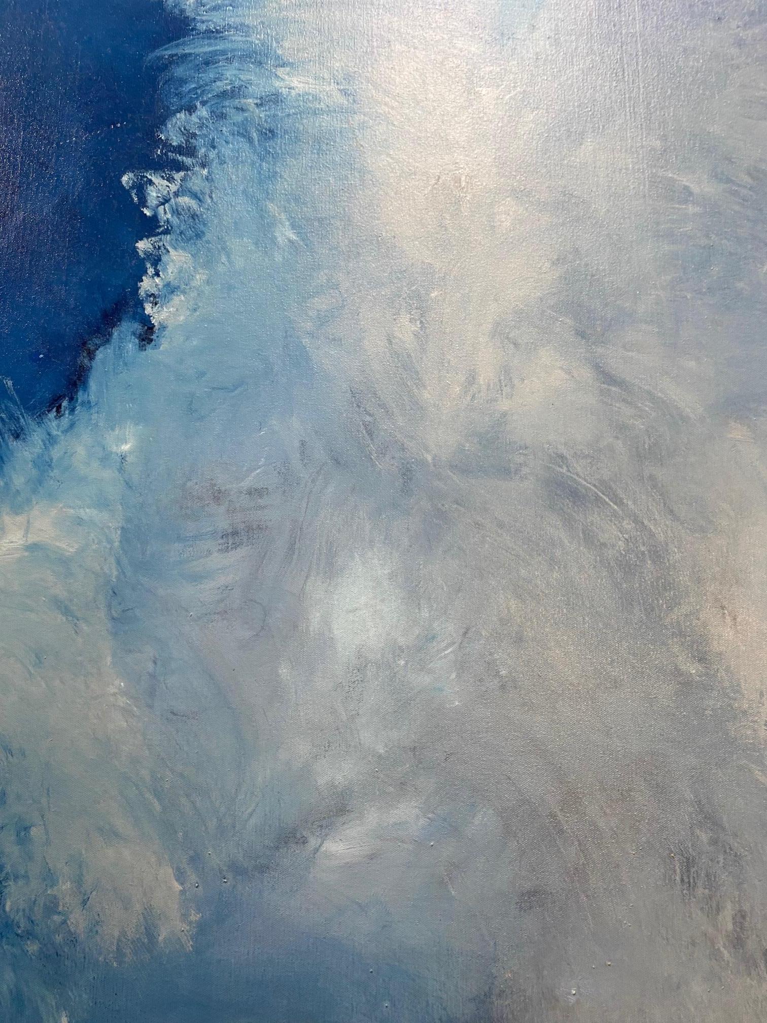Blauer Thunder, Original 48x38 abstrakte expressionistische Meereslandschaft im Angebot 1