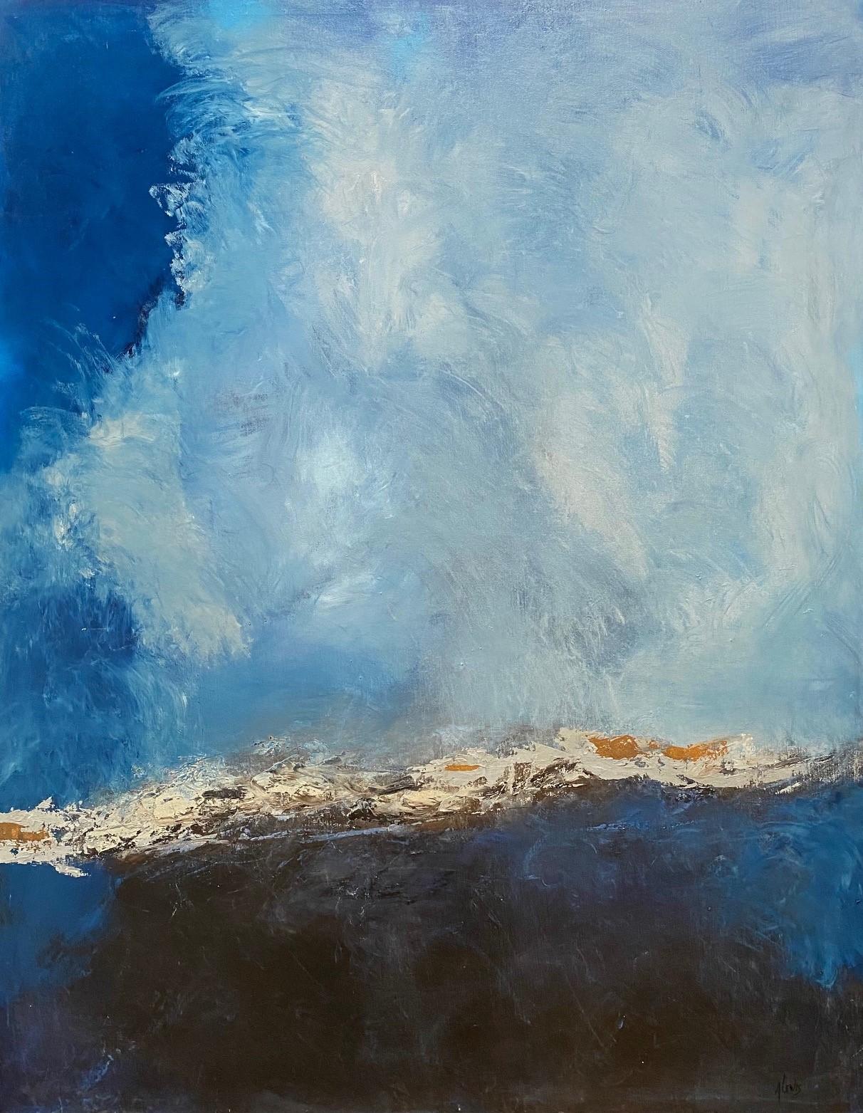 Blue Thunder, original 48x38 abstract expressionist marine landscape