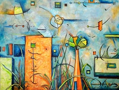 "Citrus", contemporary, landscape, animals, plants, birds, oil painting