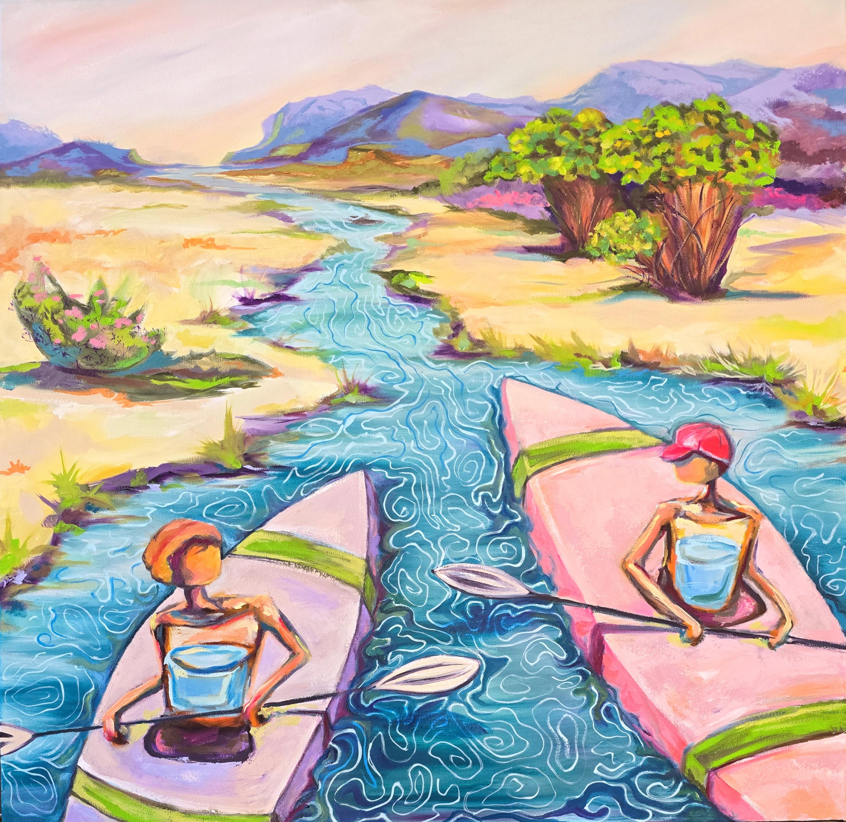 "Flujo", Abstracto, Paisaje, Kayak, Agua, Pintura al óleo, 2025 - Painting de Anita Loomis