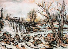 « Royal River », paysage abstrait, Maine, peinture à l'huile