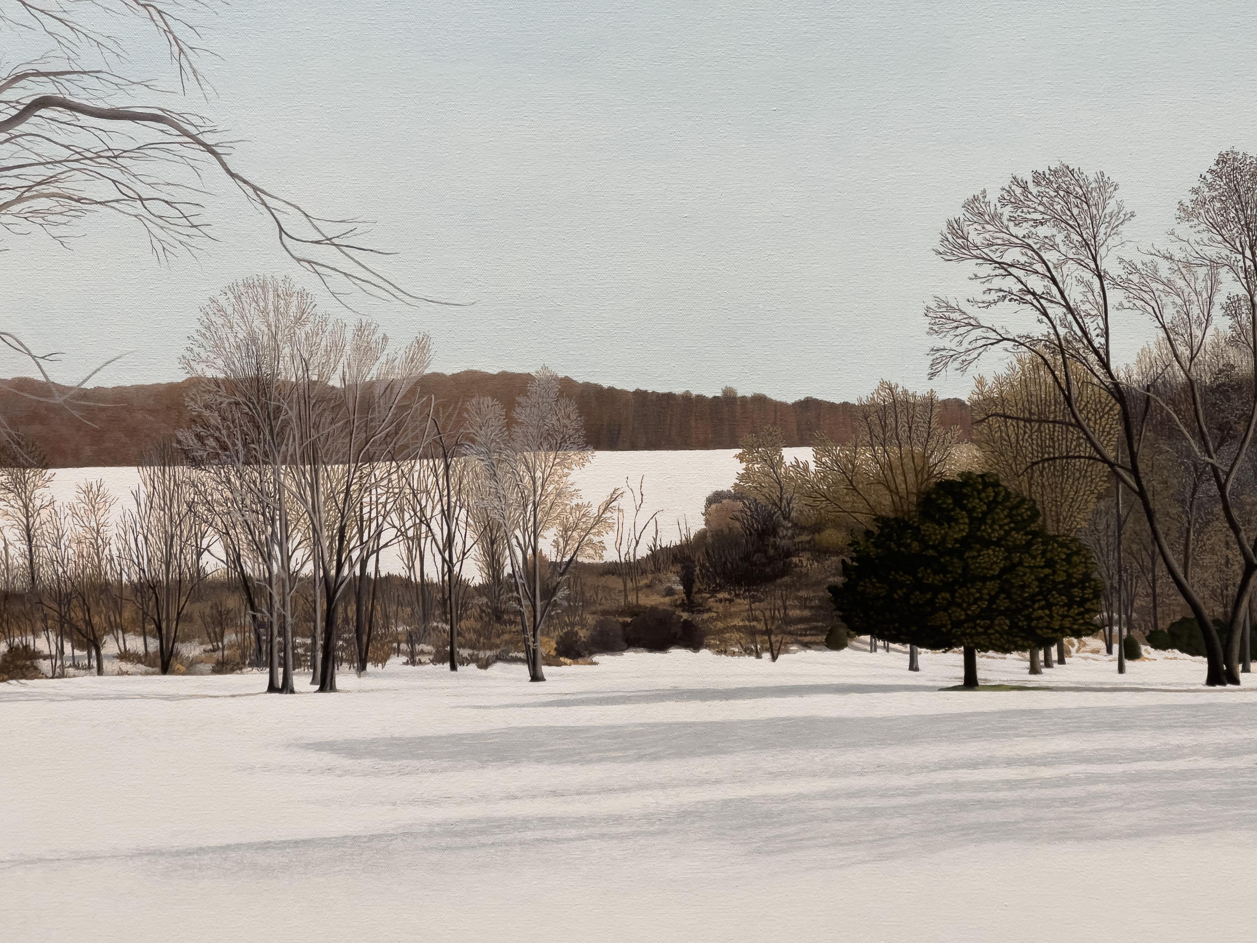 LONG SHADOWS ON THE SNOW - Landscape / Realism / Contemporary Winter Scene For Sale 2