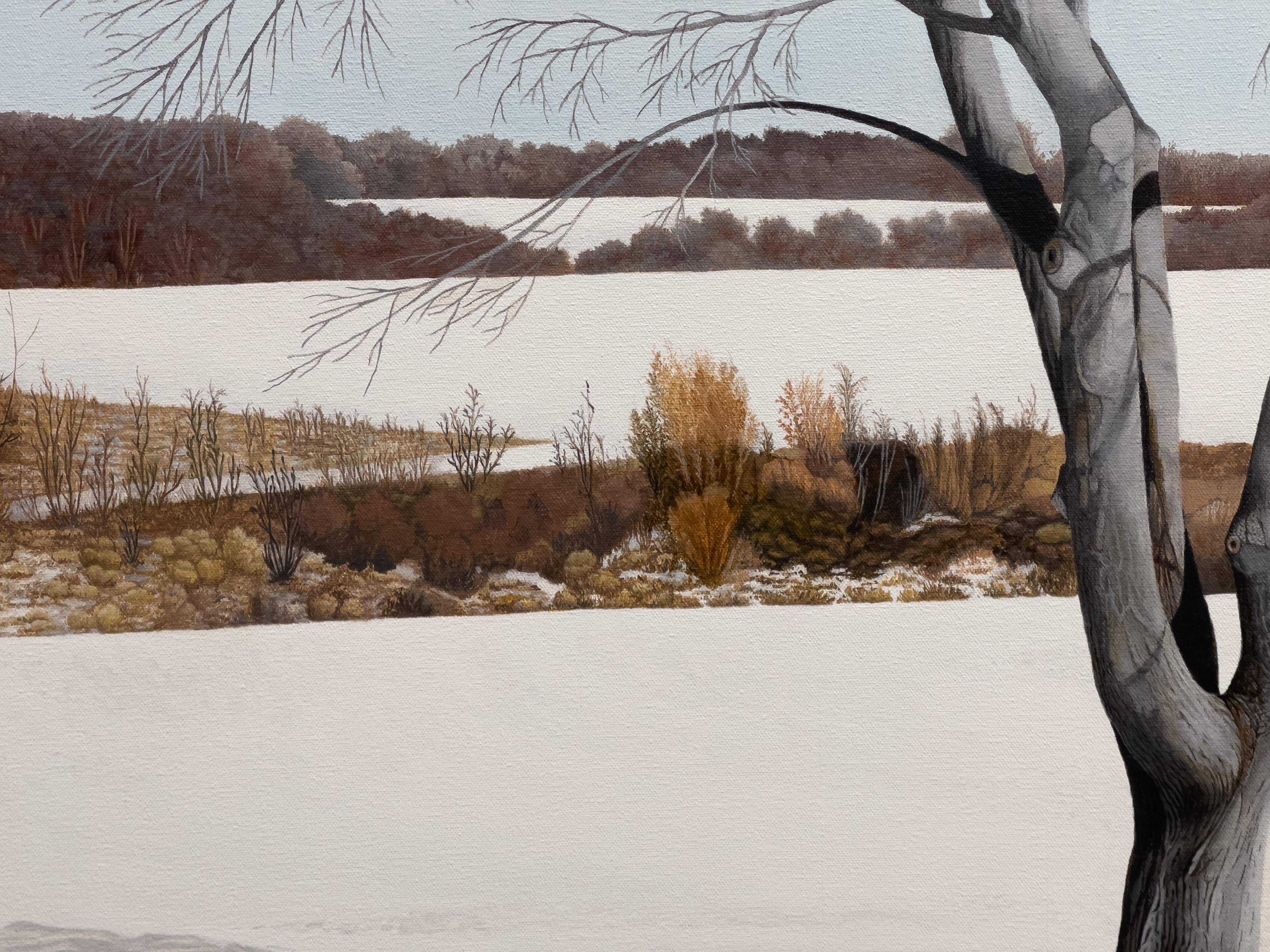 LONG SHADOWS ON THE SNOW - Landscape / Realism / Contemporary Winter Scene For Sale 3