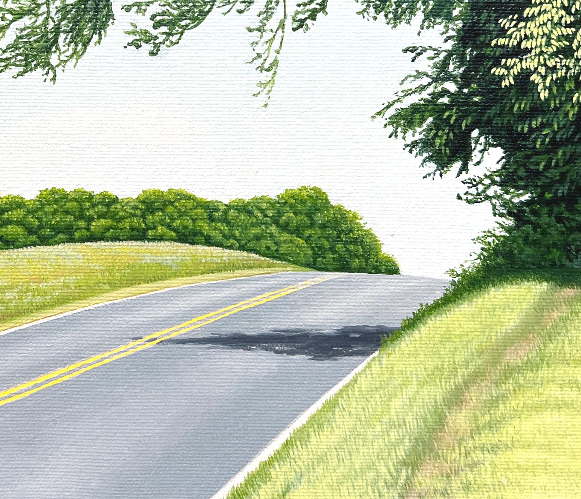 ON THE ROAD THROUGH THE ORCHARDS - Contemporary Landscape Painting For Sale 1
