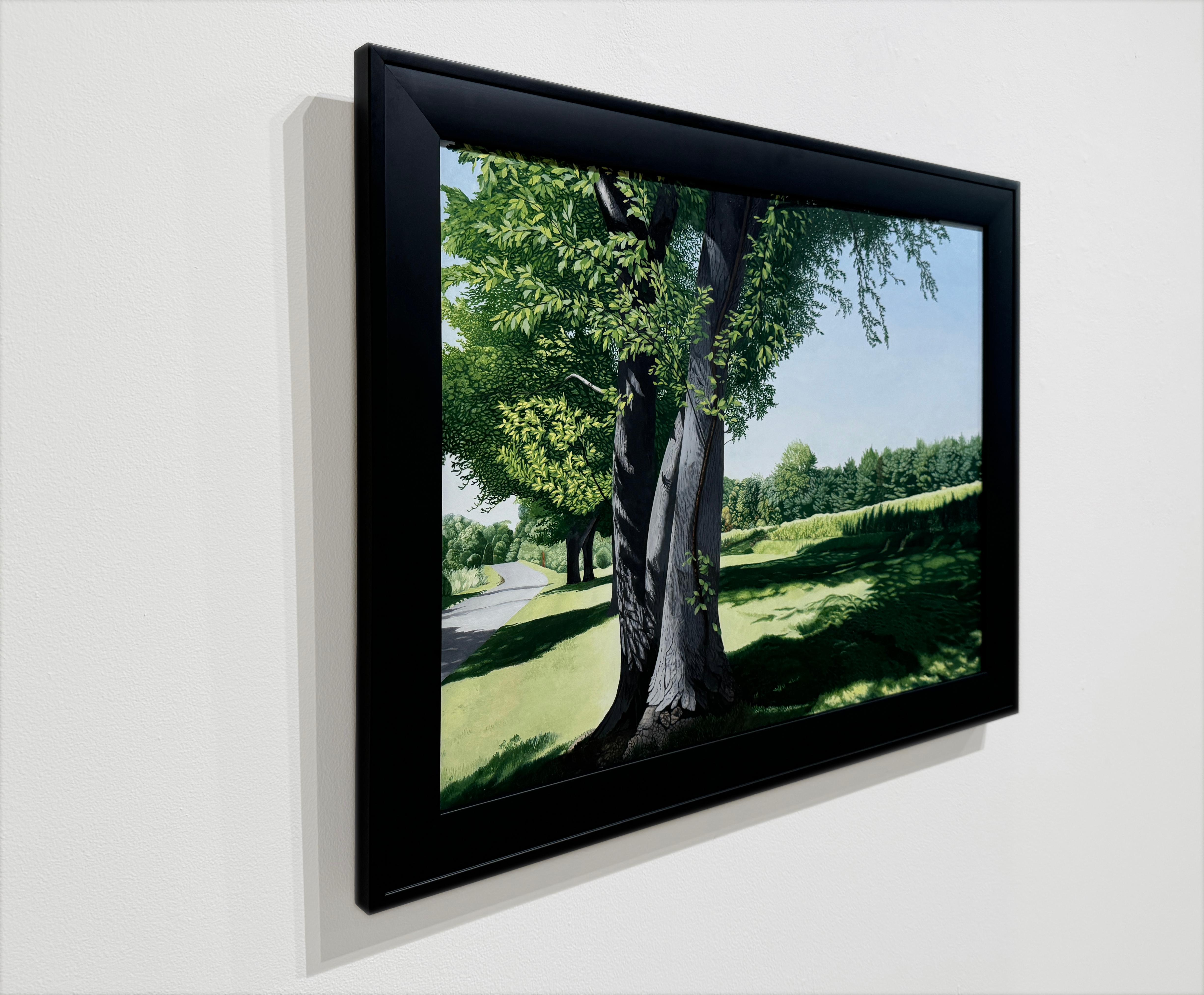 EN RETOUR DU dessinateur - Paysage / réalisme / arbres / vert - Contemporain Painting par Anita Mazzucca