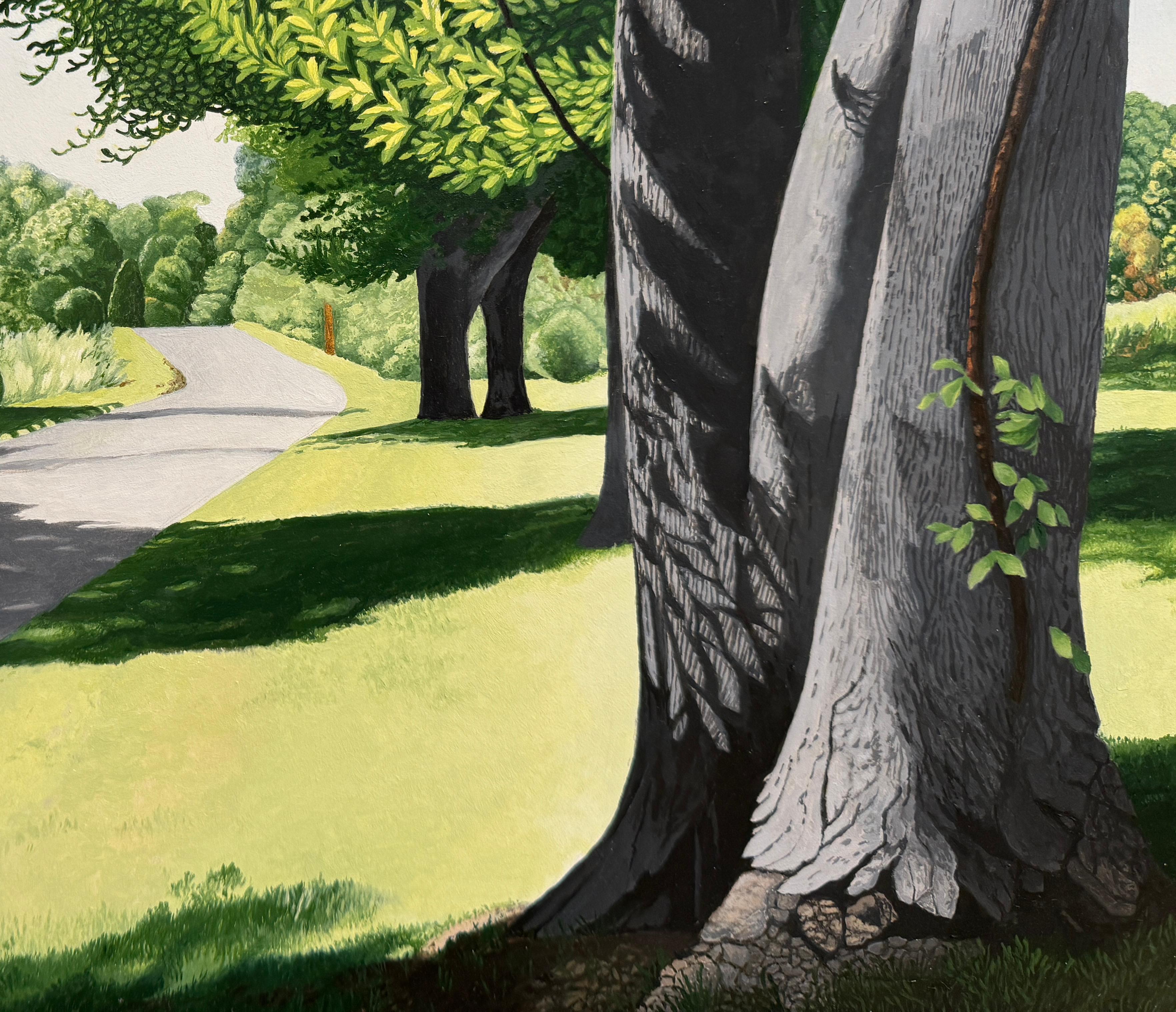 EN RETOUR DU dessinateur - Paysage / réalisme / arbres / vert en vente 4