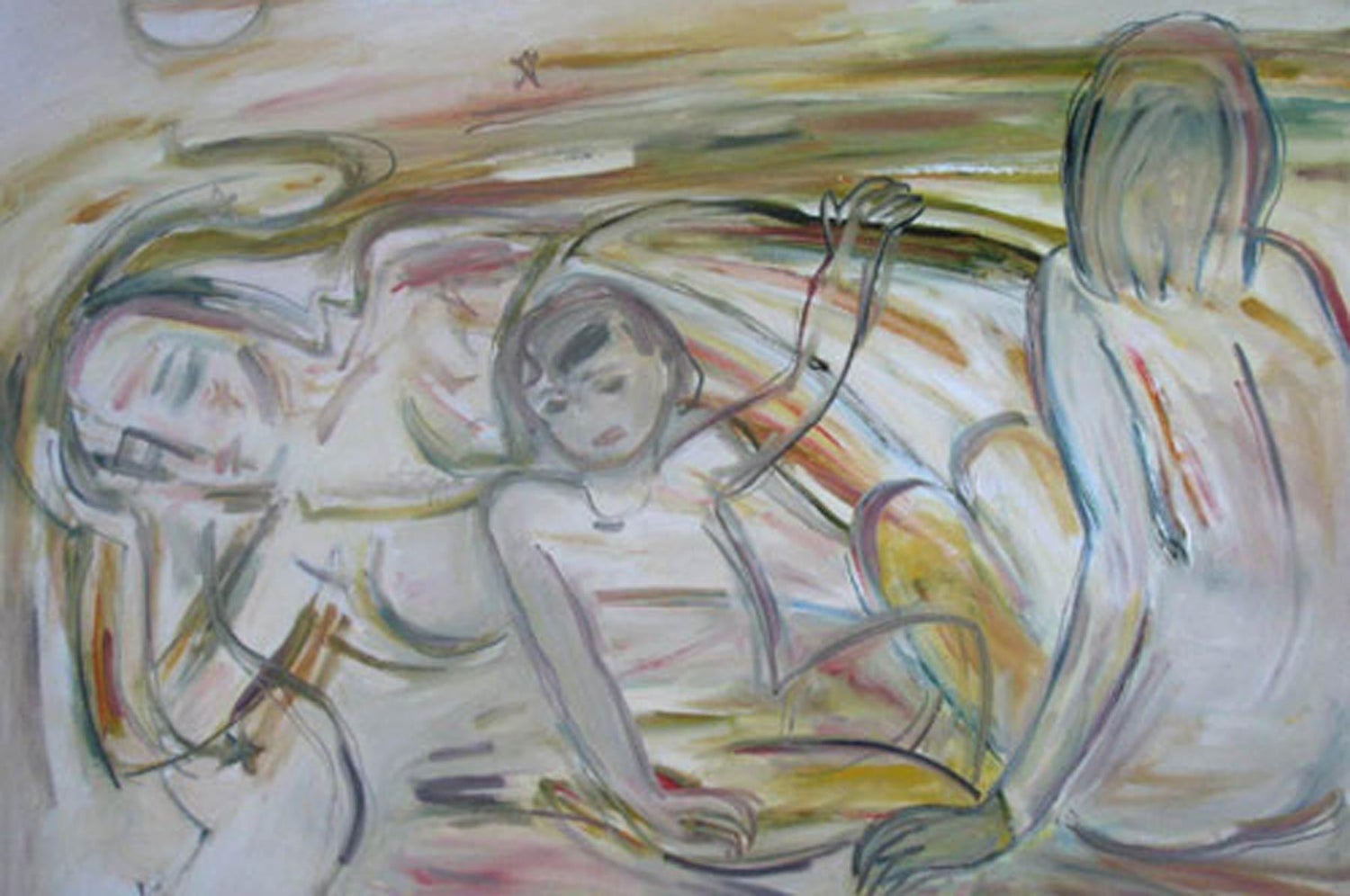 Anita Roy Chowdhury Mother And Child Nude Oil Paint Earth