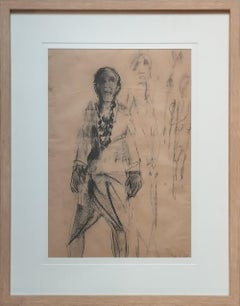 Ohne Titel, figurativ, Kohle auf Papier von modernem indischen Künstler „In Stock“