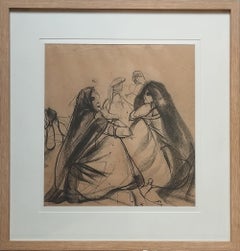 Ohne Titel, figurativ, Kohle auf Papier von modernem indischen Künstler „In Stock“