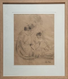 Sin título, figurativo, carboncillo sobre papel por Artista indio moderno "En Stock"