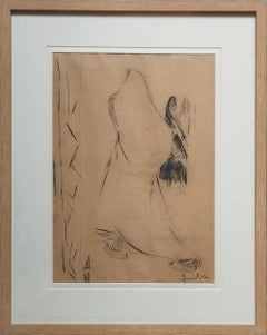 Ohne Titel, figurativ, Kohle auf Papier von modernem indischen Künstler „In Stock“