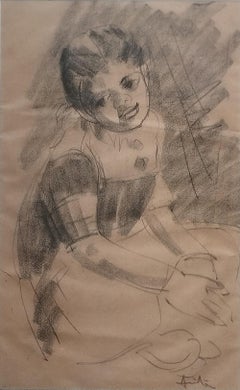 Senza titolo, Figurativo, Carboncino su carta dell'artista indiano moderno "In magazzino"
