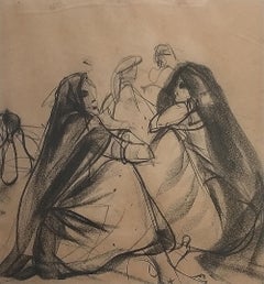 Senza titolo, Figurativo, Carboncino su carta dell'artista indiano moderno "In magazzino"
