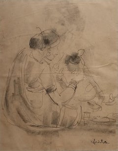 Senza titolo, Figurativo, Carboncino su carta dell'artista indiano moderno "In magazzino"