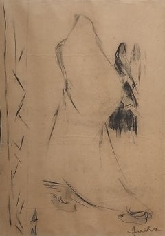 Senza titolo, Figurativo, Carboncino su carta dell'artista indiano moderno "In magazzino"
