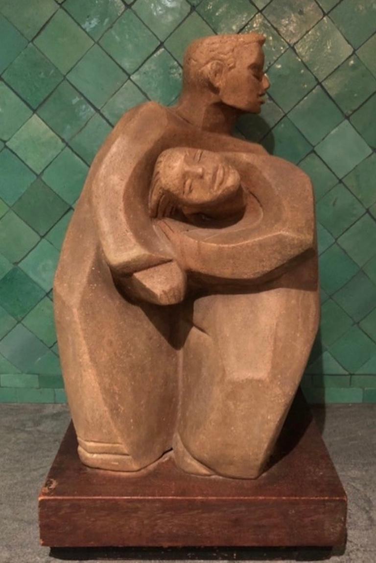 Anita Weschler Figurative Sculpture - LOVERS American Scene Modern Sculpture WPA Mid-Century Modernism Female Artist