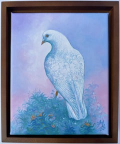 "My Peace", Surreal, Dove, Bird, Blue, White, Oil Painting