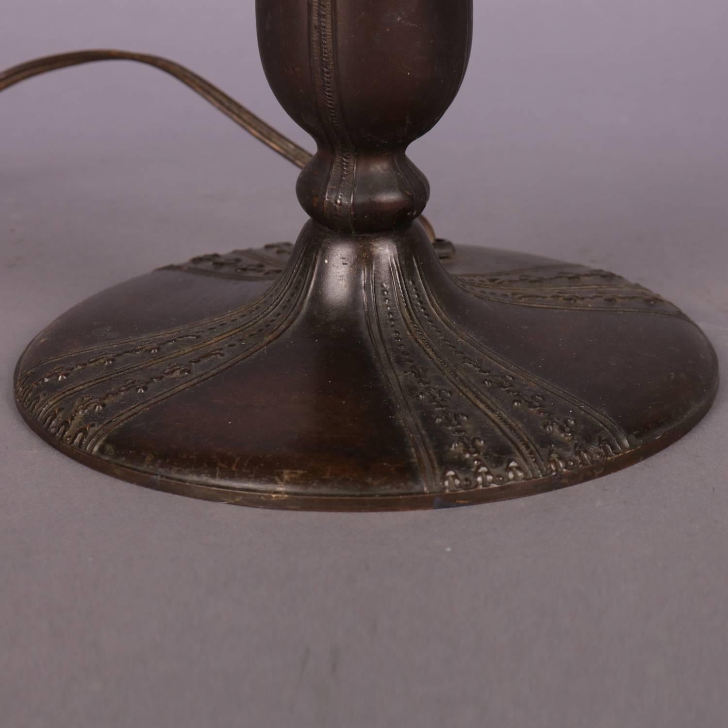 Anitque Arts & Crafts Bradley & Hubbard School Slag Glass Table Lamp, c1920 2