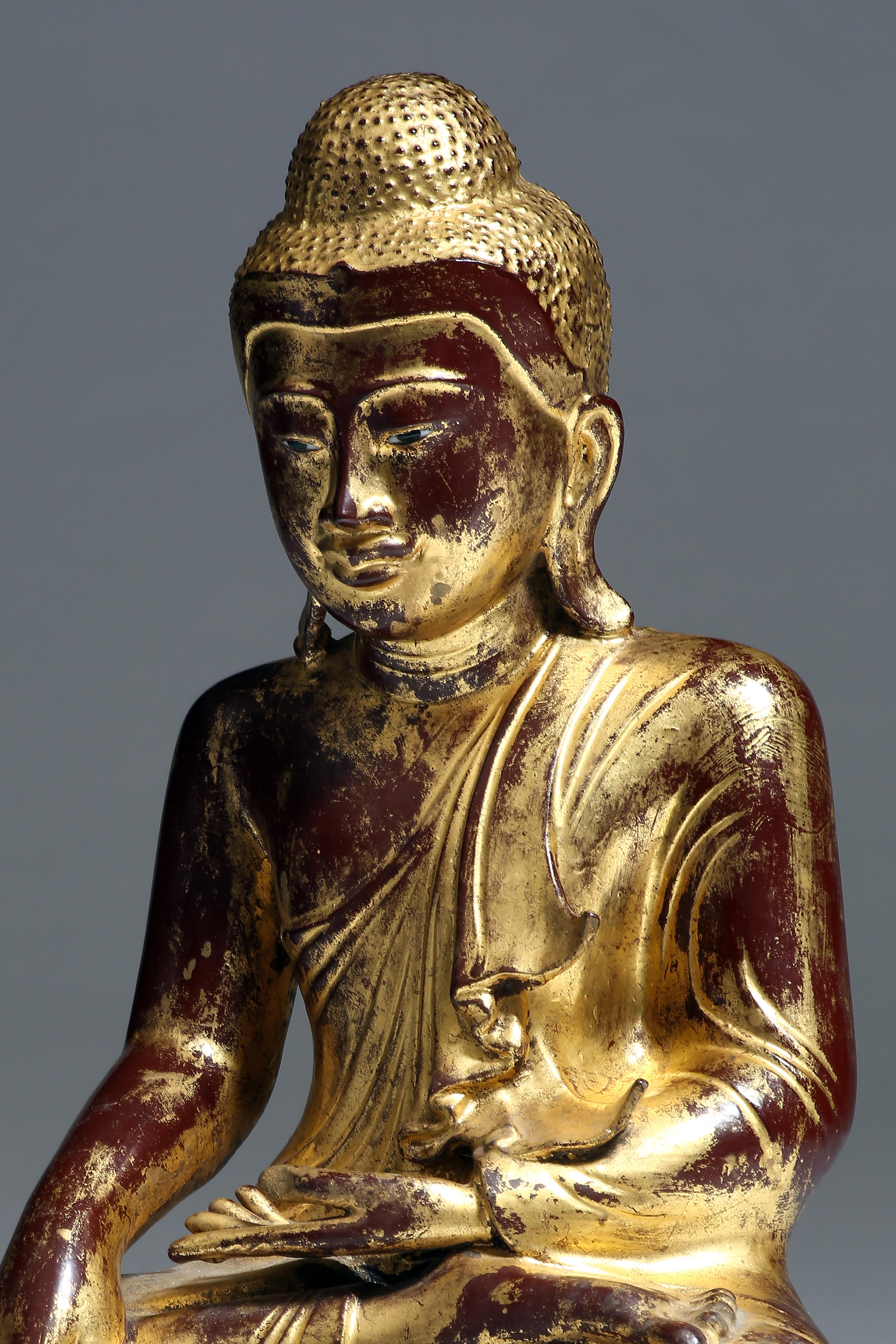 Anitque Burmese Gilt Bronze Seated Buddha, Mandalay, 19th Century 1