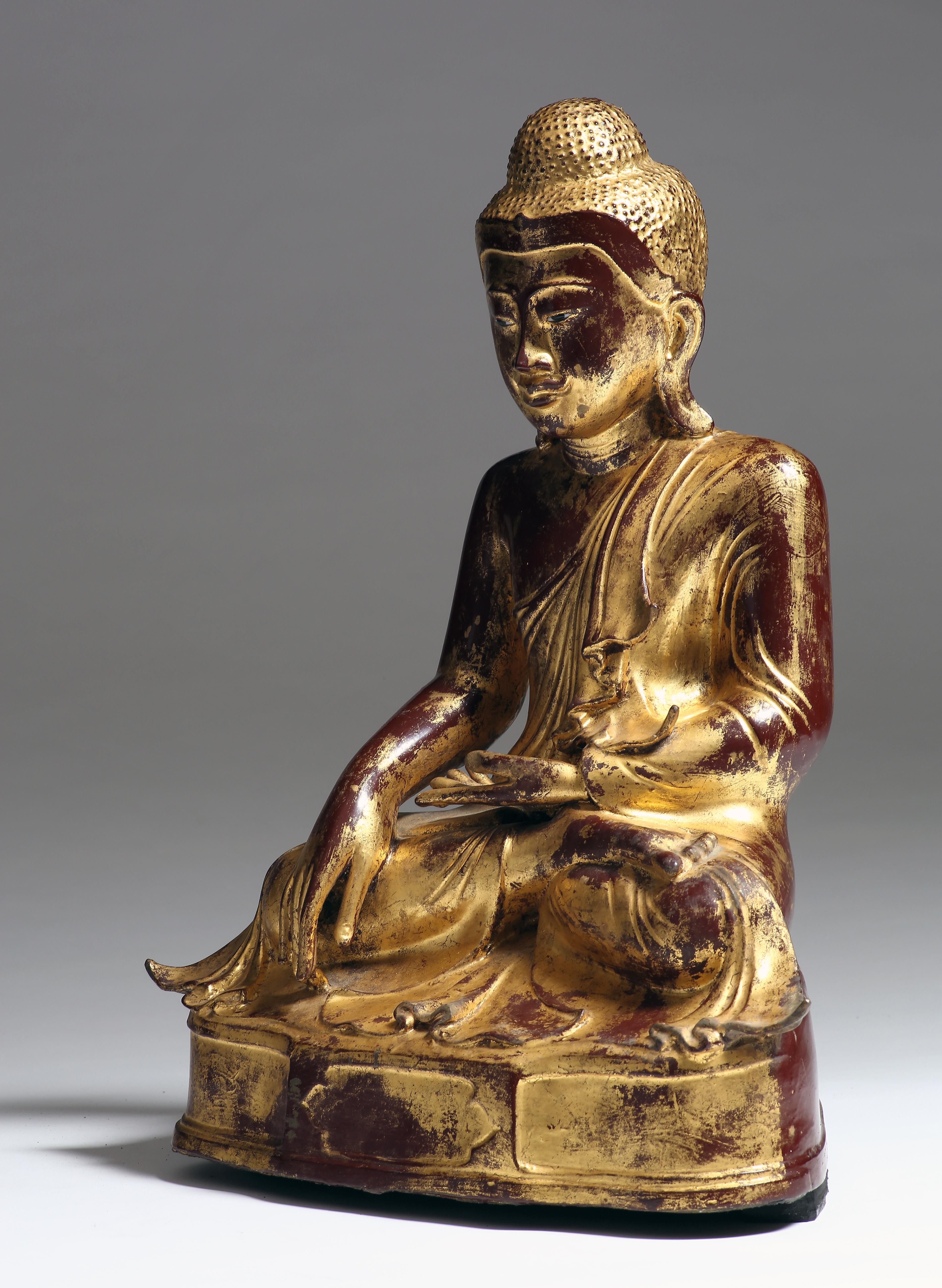 Anitque Burmese Gilt Bronze Seated Buddha, Mandalay, 19th Century 2