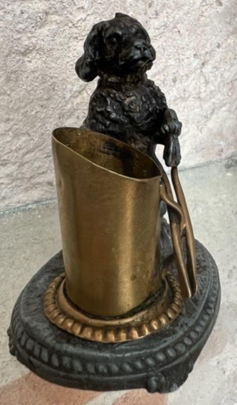 Anitque Cast Metal & Brass French Match/ Match Strike or Toothpick Holder In Good Condition In Ross, CA