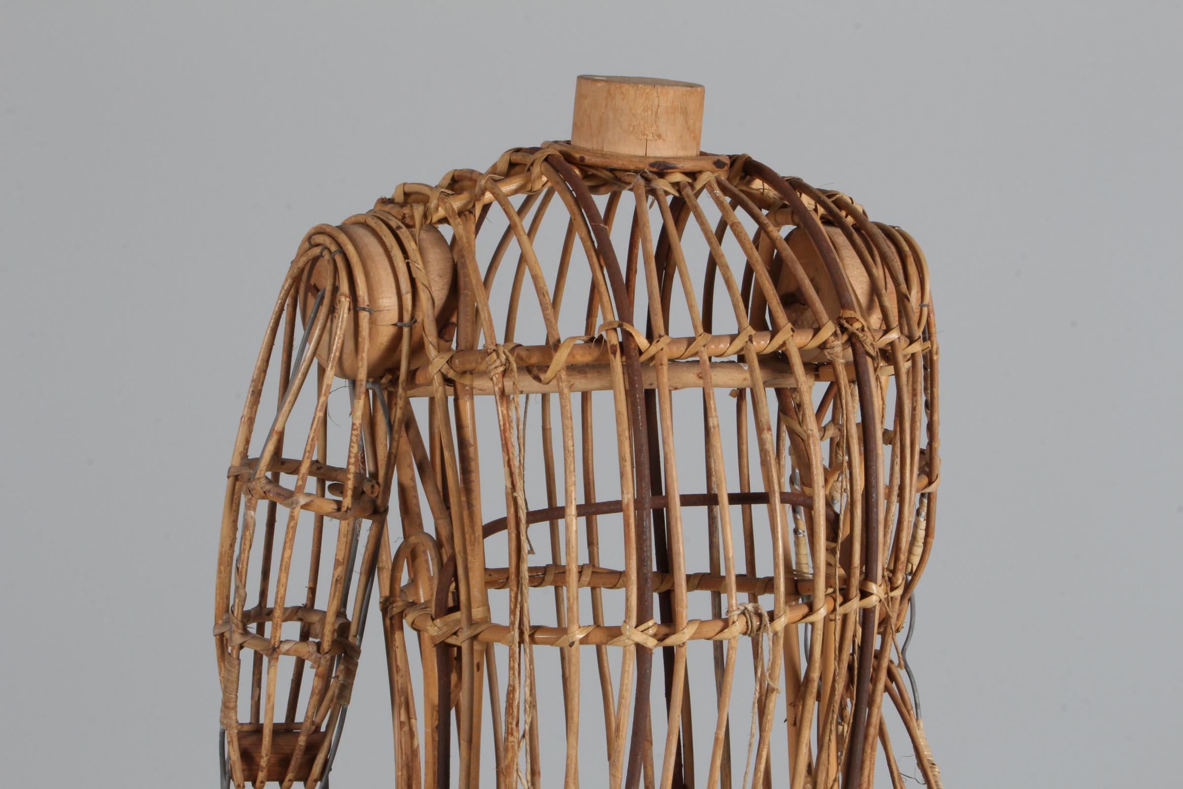 Anitque Mannequin aus Bambus, Schilfrohr, Holz und Stahl (Art déco) im Angebot