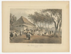 Anitque Print of a Fire Station in Yokohama, Japan, 1856
