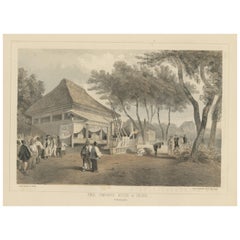 Antique Anitque Print of a Fire Station in Yokohama, Japan, 1856