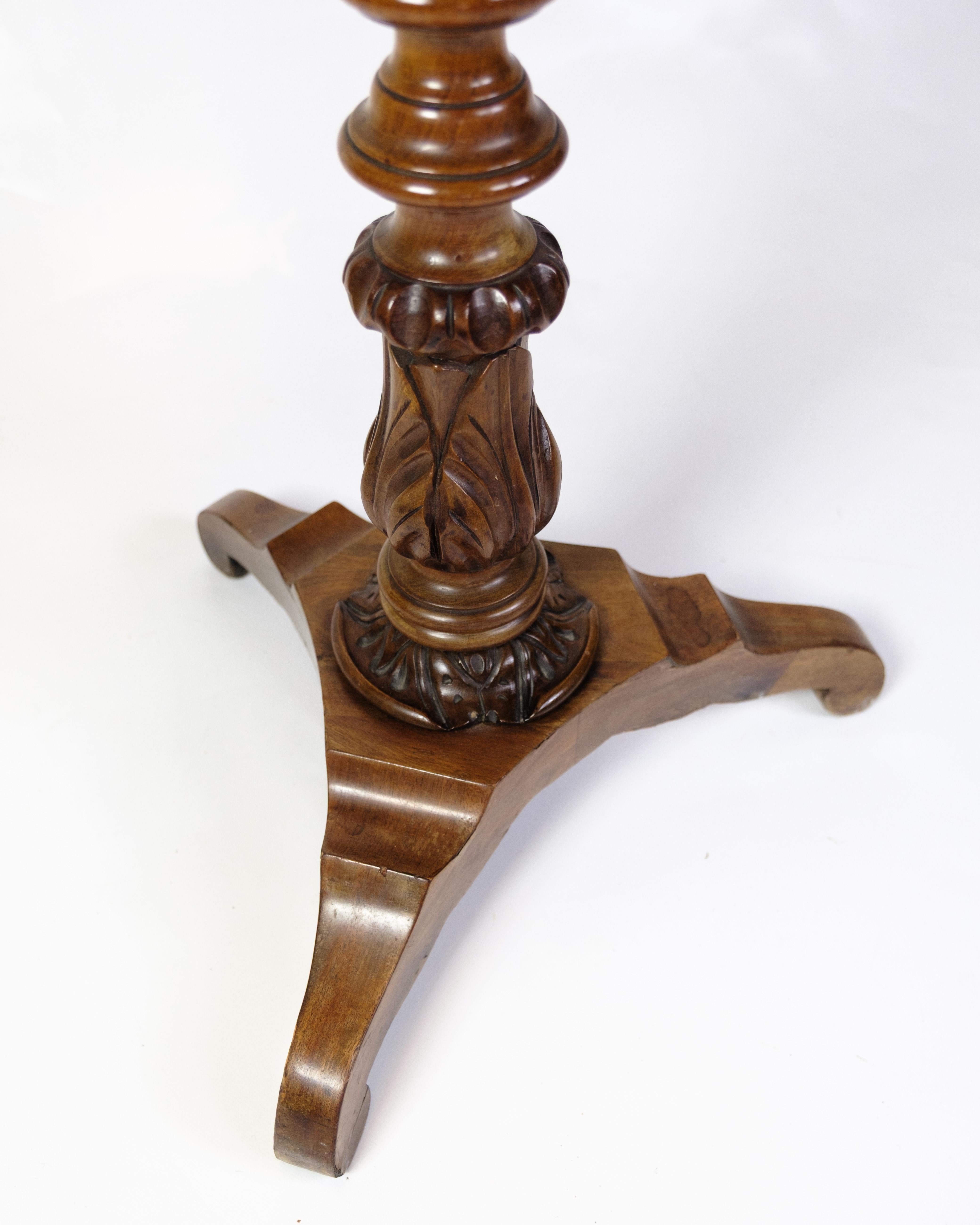 Late 19th Century Anitque Side/Sewing Table On Column Made In Mahogany From 1890s For Sale