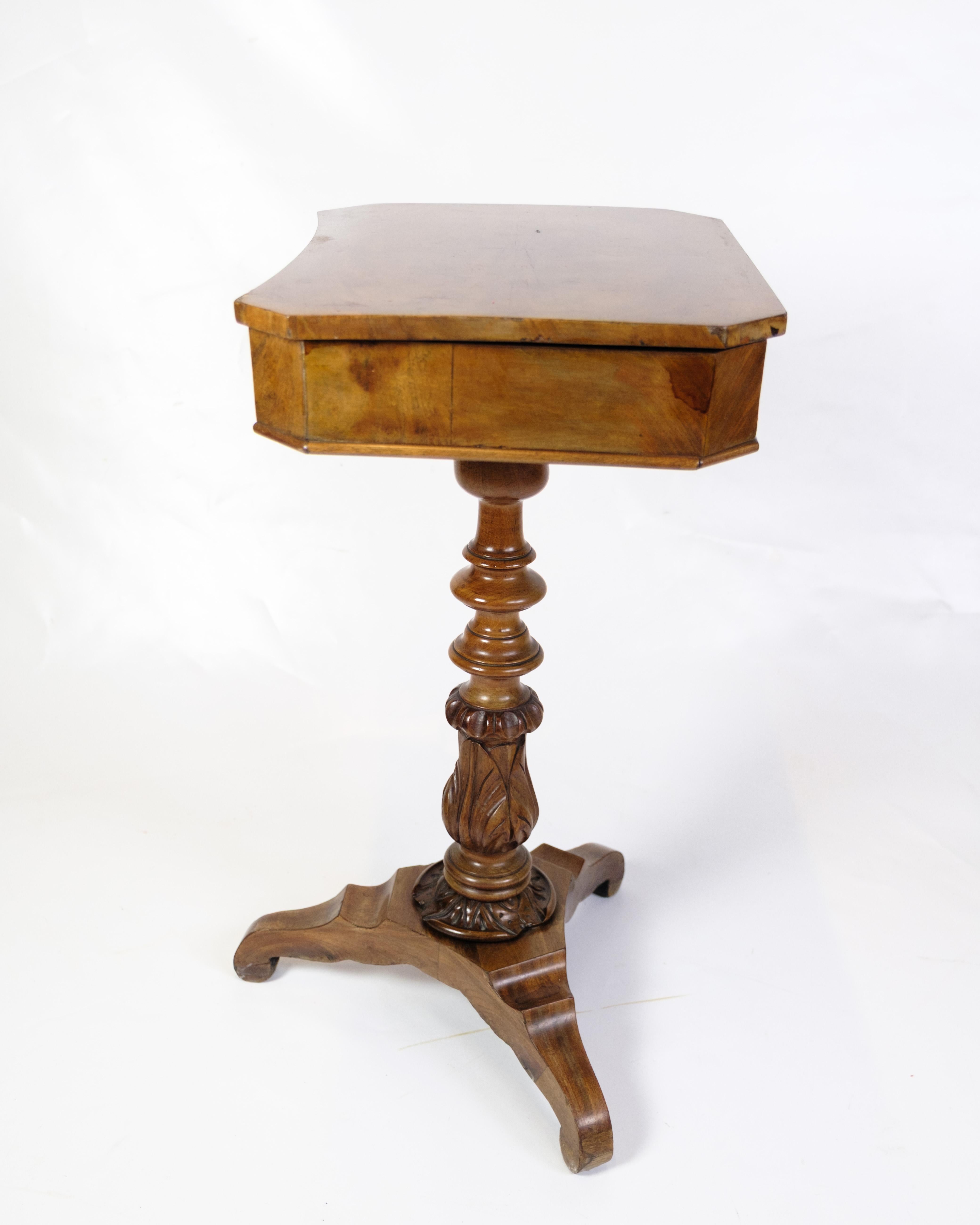 Anitque Side/Sewing Table On Column Made In Mahogany From 1890s For Sale 1