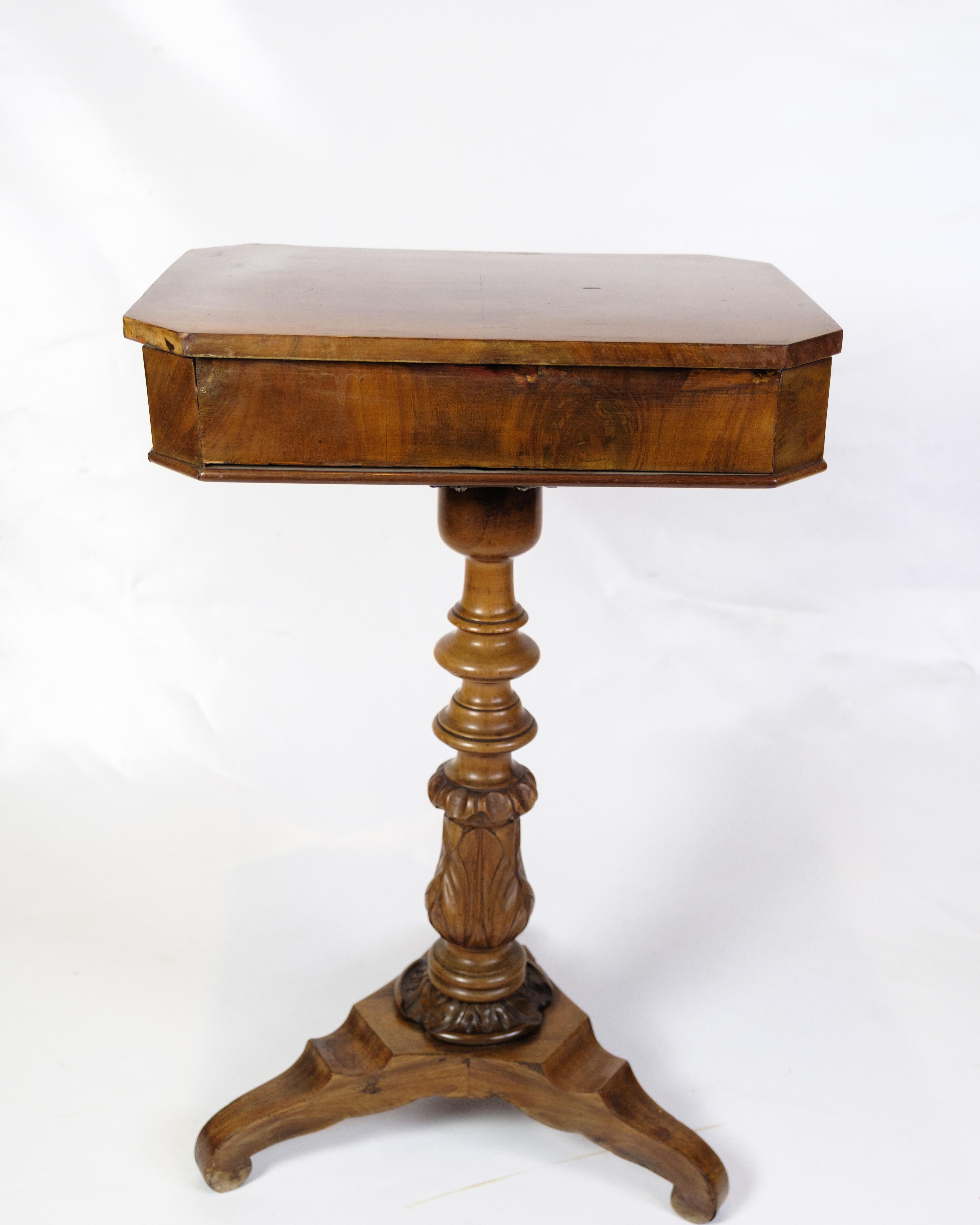 Anitque Side/Sewing Table On Column Made In Mahogany From 1890s For Sale 2