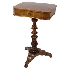 Anitque Side/Sewing Table On Column Made In Mahogany From 1890s
